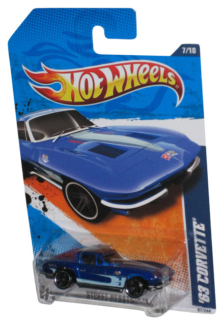 Hot Wheels Street Beasts '11 7/10 Blue '63 Corvette Toy Car 87/244