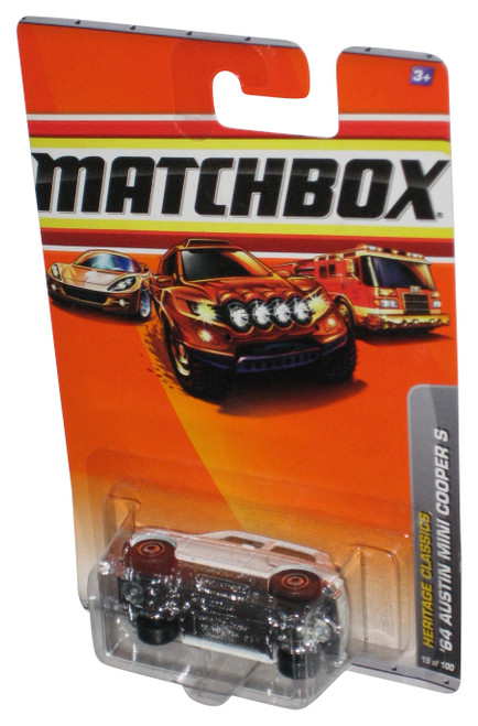 Matchbox Heritage Classics (2009) White '64 Austin Mini Cooper S Car 19/100 - (Car On Side In Plastic)