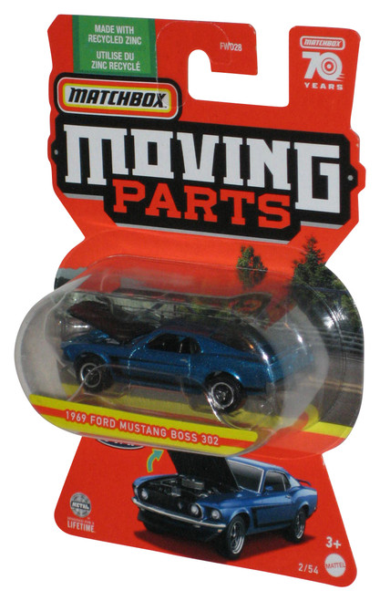 Matchbox Moving Parts (2022) Blue 1969 Ford Mustang Boss 302 Toy Car 2/54