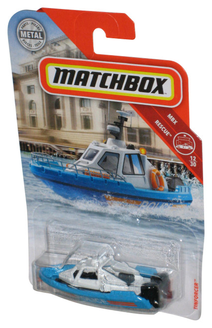 Matchbox MBX Rescue 12/30 (2018) Blue & White Tinforcer Toy Boat 65/125