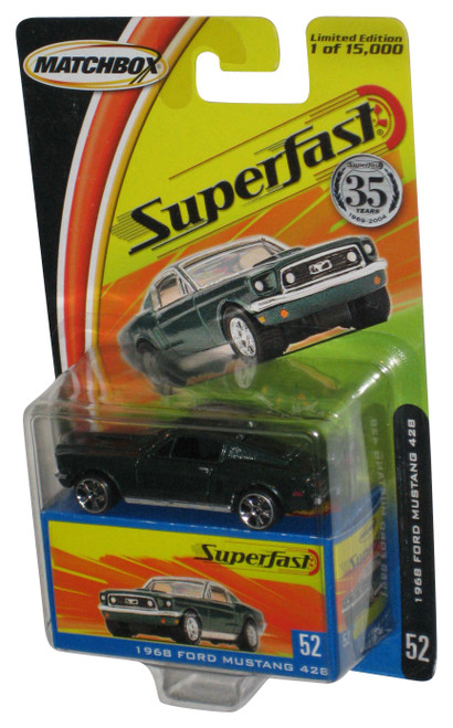 Matchbox Superfast 1968 Ford Mustang 428 Green Die-Cast Toy Car #52