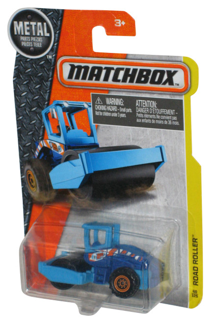 Matchbox Road Roller (2016) Blue Construction Metal Toy 40/125 - (Cracked Plastic)