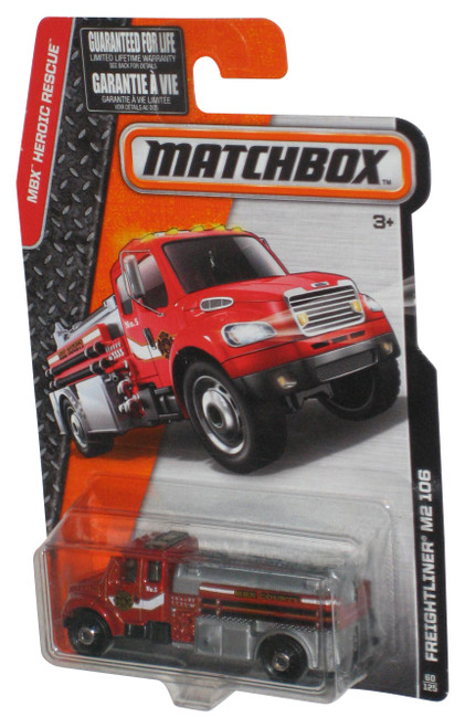 Matchbox MBX Heroic Rescue (2015) Red Freightliner M2 106 Toy Truck 60/125 - (Cracked Plastic)