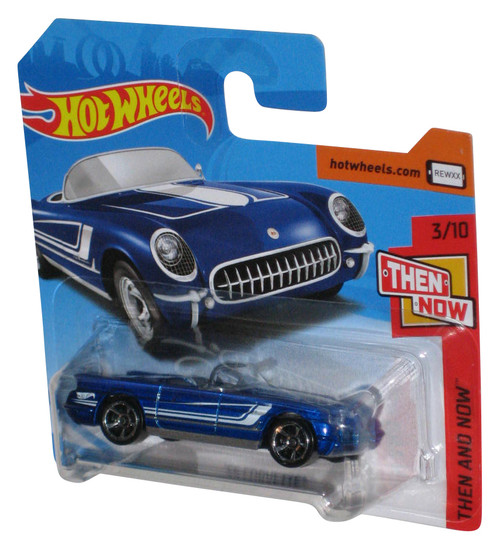 Hot Wheels Then And Now (2017) Blue '55 Corvette Toy Car 3/10 - (Short Card)