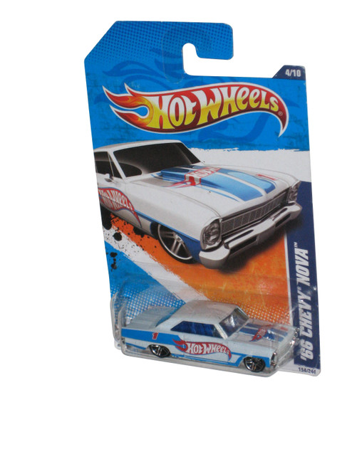 Hot Wheels HW Racing '11 4/10 (2010) White '68 Chevy Nova Toy Car 154/244