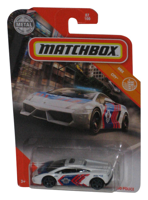 Matchbox MBX City (2019) Lamborghini Gallardo Police White Toy Car #87/100