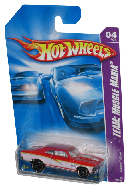 Hot Wheels Team Muscle Mania 04/04 Red Chevy Nova Car 136/196