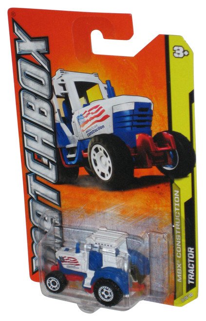 Matchbox MBX Construction 8/10 (2011) White & Blue Tractor Toy Vehicle 38/120