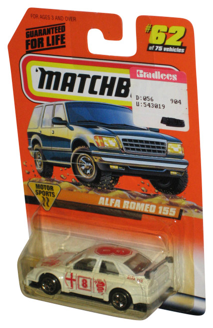 Matchbox Motor Sports (1997) White Alfa Romeo 155 Toy Car 62/75