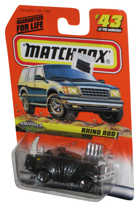 Matchbox Animals (1997) Mattel Gray Rhino Rod Toy Car #43/75