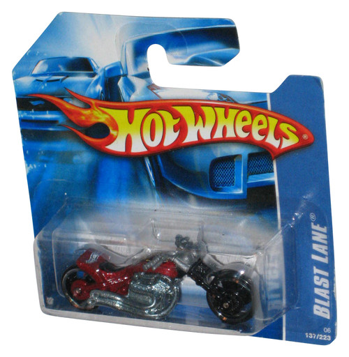 Hot Wheels Blast Lane (2006) Mattel Red Motorcycle Bike Toy 137/223 - (Short Card)