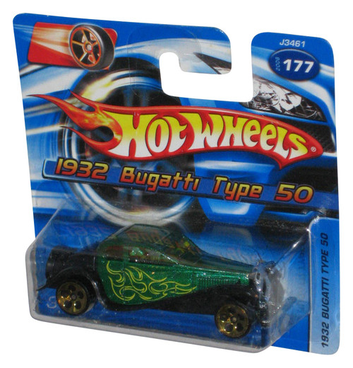 Hot Wheels 1932 Bugatti Type 50 (2006) Mattel Green Toy Car #177 - (Short Card)