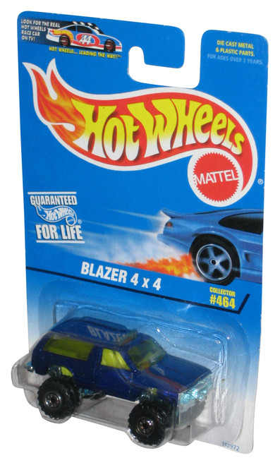 Hot Wheels Blazer 4x4 (1996) Mattel Blue Die-Cast Car #464 - (Plastic Partially Loose From Card)