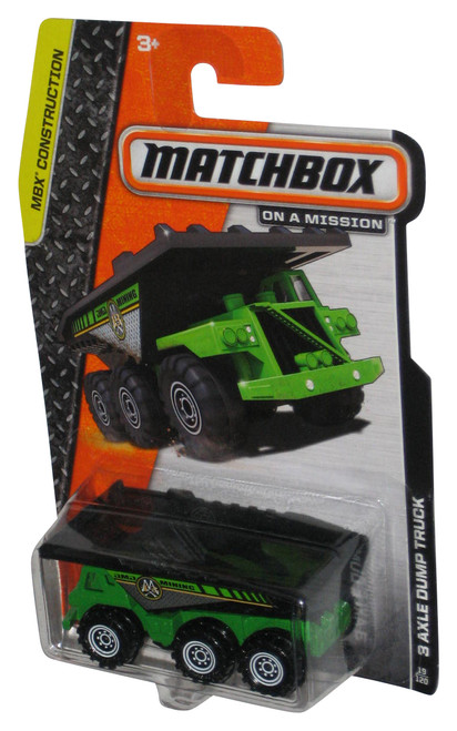 Matchbox MBX Construction (2013) 3 Axle Dump Truck Green Toy 19/120 - (Dented Plastic)