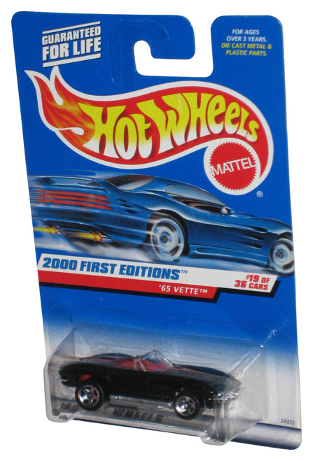 Hot Wheels 2000 First Editions 19/36 Black '65 Vette Die-Cast Toy Car #079