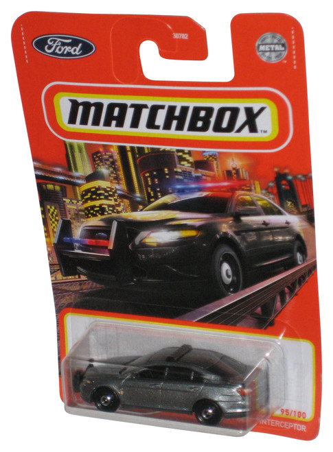 Matchbox Ford Police Interceptor (2021) Gray Die-Cast Metal Car 95/100