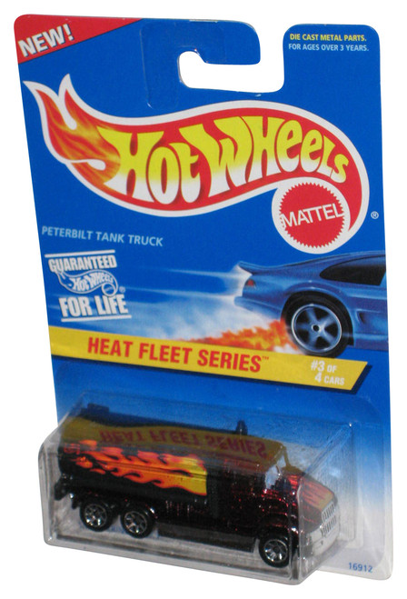 Hot Wheels Heat Fleet Series 3/4 (1996) Black Peterbilt Tank Truck Toy #539