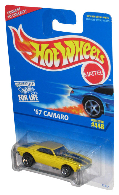 Hot Wheels Yellow '67 Camaro (1995) Mattel Die-Cast Car #448 - (Round Circle Rims)