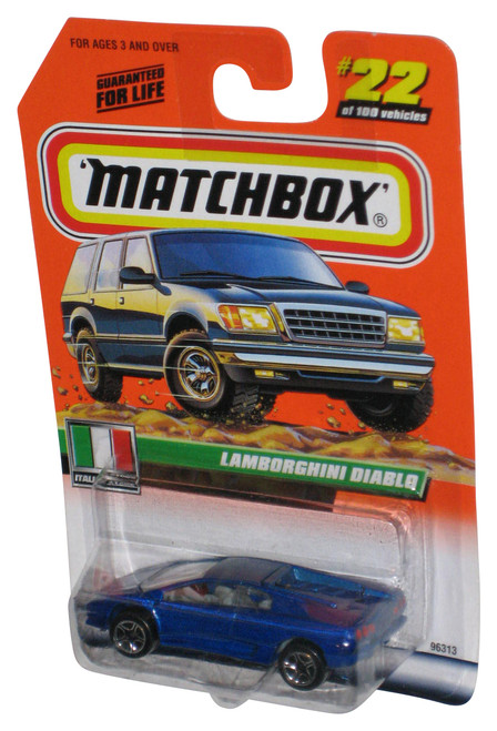 Matchbox Italian Stars (1999) Lamborghini Diablo Blue Toy Car #22/100