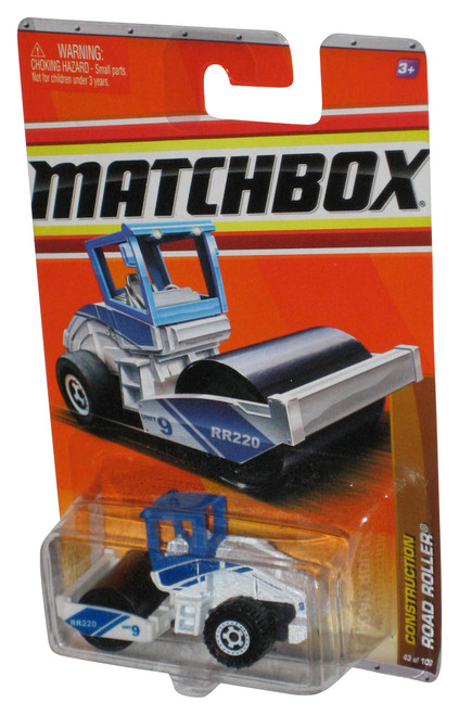 Matchbox Construction (2010) Blue & White Road Roller Toy 43/100