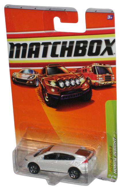 Matchbox Metro Rides (2009) White Honda Insight Die-Cast Toy Car 25/100 - (Card Corner Wear)