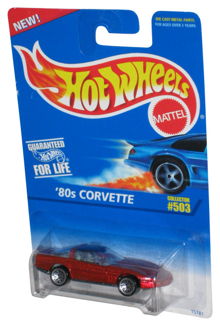 Hot Wheels Red '80s Corvette (1995) Mattel Collector Car #503 - (Wire Spoke Wheels)