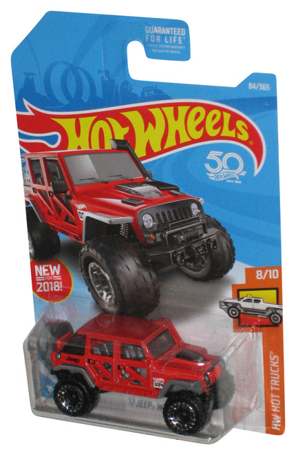 Hot Wheels HW Trucks 8/10 50th (2018) Red '17 Jeep Wrangler Toy 84/365 - (Cracked Plastic)