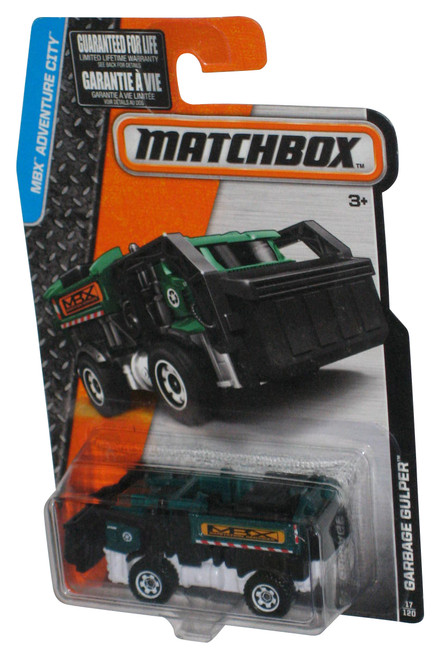Matchbox MBX Adventure City (2015) Green & Black Garbage Gulper Truck Toy 17/120