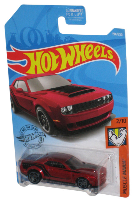Hot Wheels Muscle Mania 2/10 (2017) Maroon Red '18 Dodge Challenger SRT Demon Toy Car 194/250