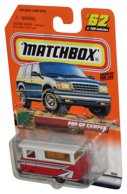 Matchbox Great Outdoors (2000) Red & White Pop-Up Camper Vehicle 62/100