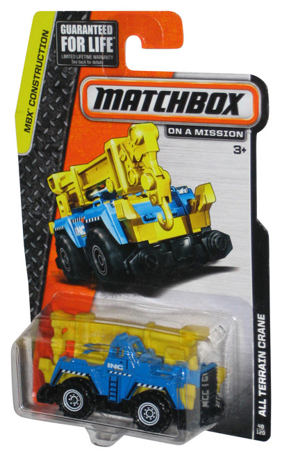 Matchbox MBX Construction (2014) Blue & Yellow All Terrain Crane Toy 40/120