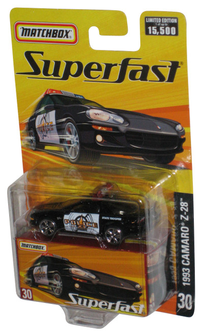 Matchbox Superfast (2004) Mattel Black Police 1993 Camaro Z-28 Car #30