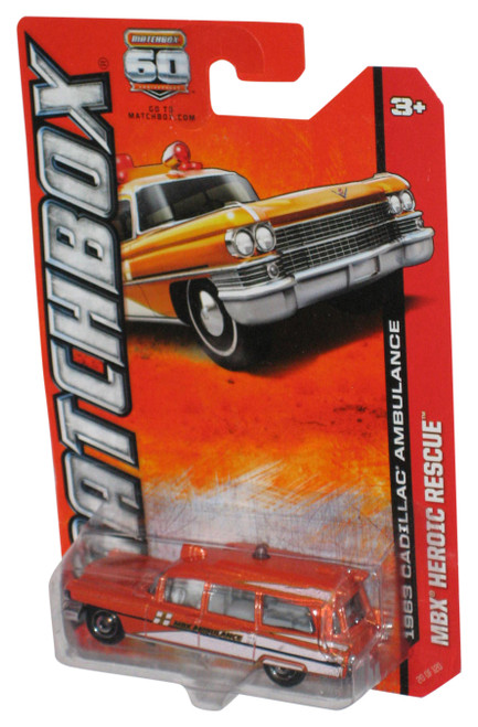 Matchbox MBX Heroic Rescue (2012) Orange 1963 Cadillac Ambulance Toy Car 20/120