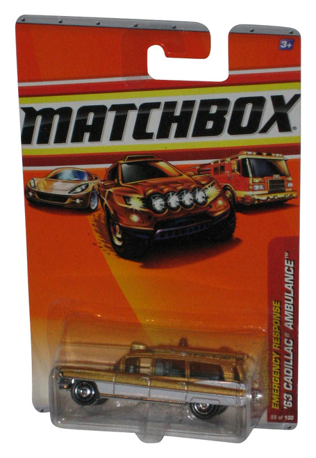 Matchbox Emergency Response (2010) Gold '63 Cadillac Ambulance Toy #55/100