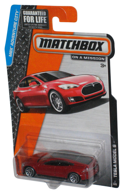 Matchbox MBX Adventure City (2014) Red Tesla Model S Car 7/120