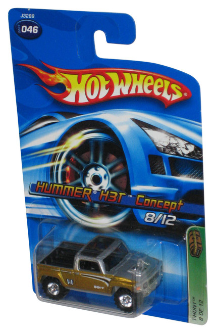 Hot Wheels T-Hunt 8/12 (2006) Gold Hummer H3T Concept Toy Car #046