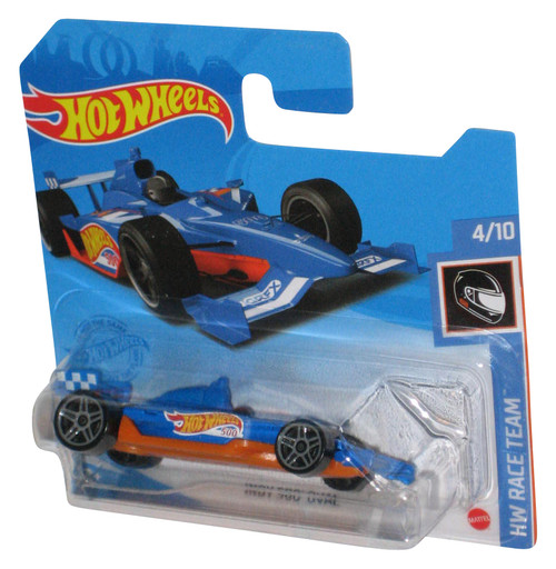 Hot Wheels HW Race Team (2018) Blue & Orange Indy 500 Oval Toy Car 4/10 - (Short Card)
