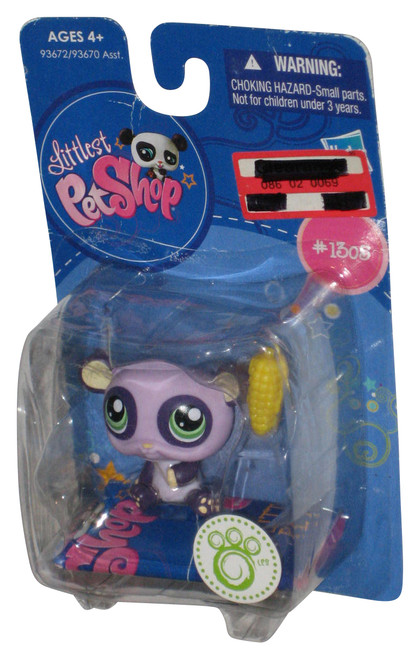 Littlest Pet Shop Special (2009) Purple Panda Toy Figure #1305 w/ Corn On The Cob