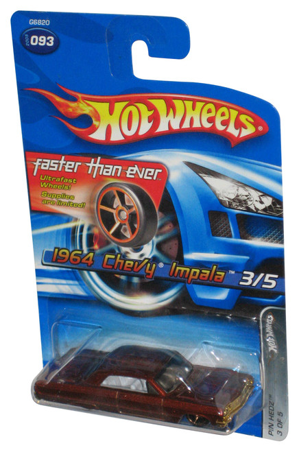 Hot Wheels Faster Than Ever 3/5 (2005) Red 1964 Chevy Impala Toy Car #093