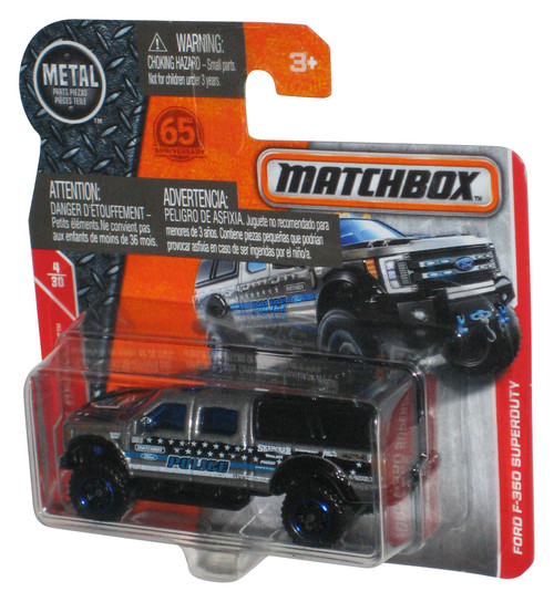 Matchbox MBX Rescue 4/30 (2017) Silver Police Ford F-350 Super Duty Truck 54/125 - (Short Card)