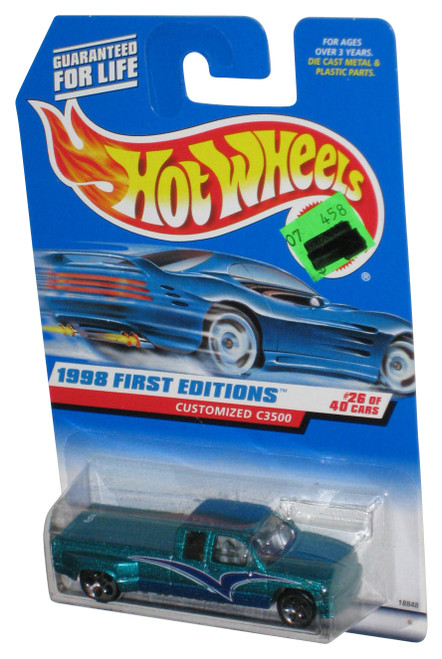 Hot Wheels 1998 First Editions 26/40 Green Customized C3500 Truck #663