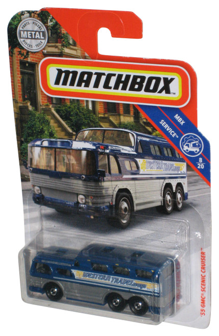 Matchbox MBX Service 8/20 (2019) Blue & Silver '55 GMC Scenic Cruiser Toy Bus 90/100