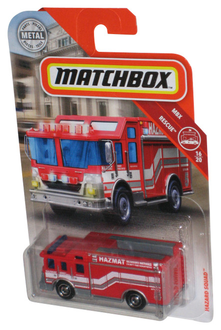Matchbox MBX Rescue (2018) Red Hazard Squad Metal Toy Truck 16/20 - (Minor Shelf Wear)