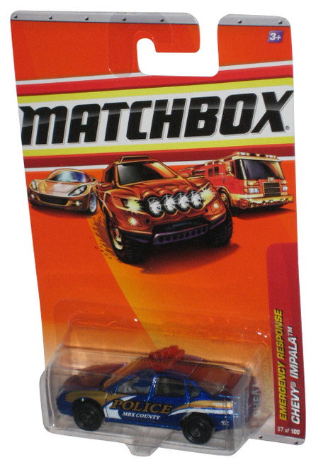 Matchbox Emergency Response (2009) Chevy Impala Blue Car 57/100 - (Police MBX County)