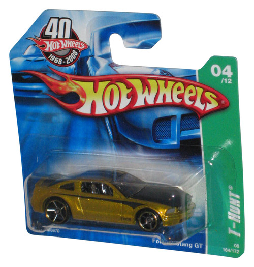 Hot Wheels T-Hunt 40th 04/12 (2007) Gold Ford Mustang GT Car 164/172 - (Short Card)