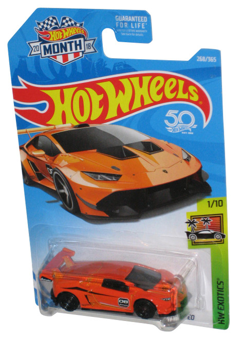 Hot Wheels HW Exotics 1/10 (2018) Orange Lamborghini Huracan LP 620-2 Super Trofed Car 268/365