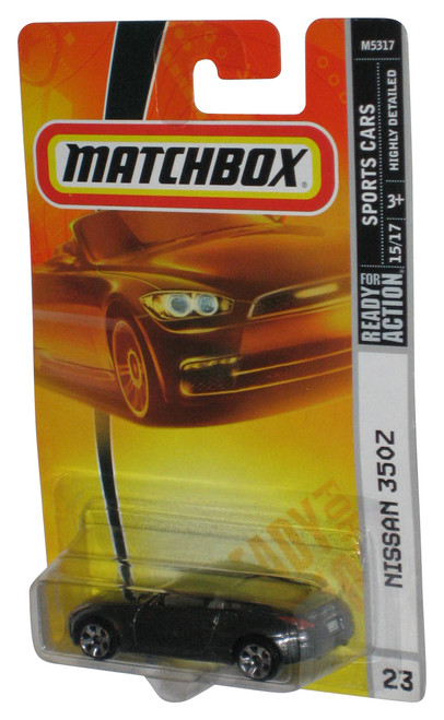 Matchbox Sports Cars 15/17 (2007) Metallic Gray Nissan 350Z Toy Car #23 - (Plastic Partially Loose From Card)