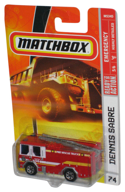 Matchbox Emergency 5/6 (2007) Red Dennis Sabre Fire Truck Toy #74