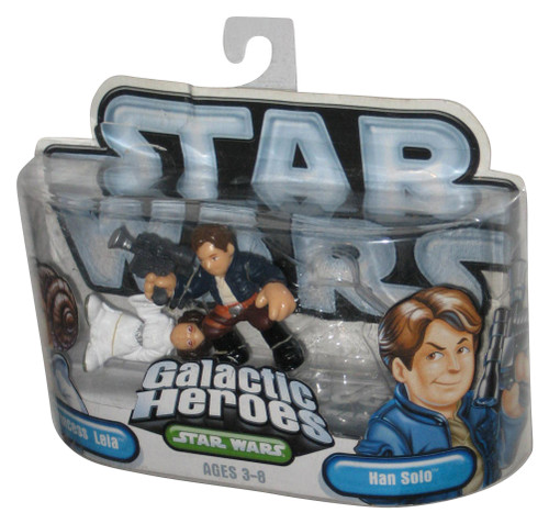 Star Wars Galactic Heroes (2004) Han Solo & Princess Leia Hasbro Figure Set - (Damaged Packaging)