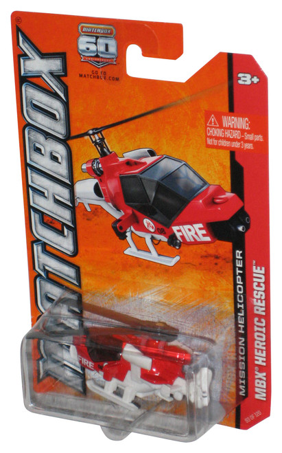 Matchbox MBX Heroic Rescue (2012) Red & White Mission Toy Helicopter 93/120